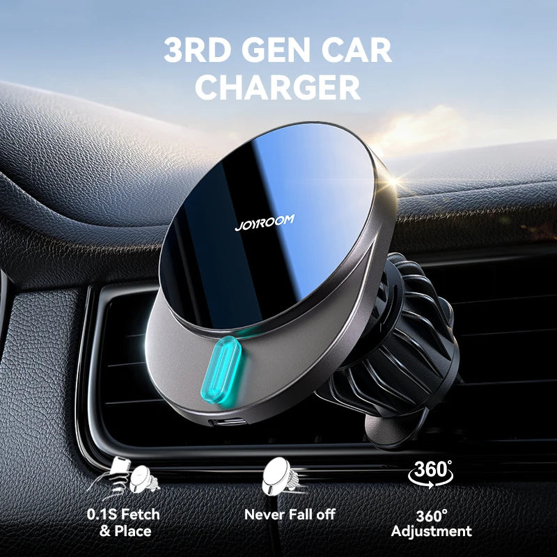Support MagSafe Voiture 15W – Charge Rapide Sans Fil pour iPhone