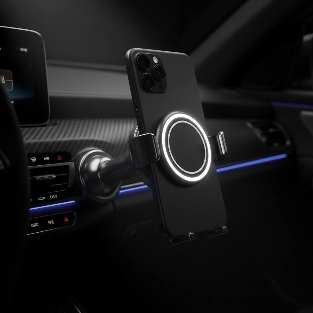 Support MagSafe voiture fond sombre premium