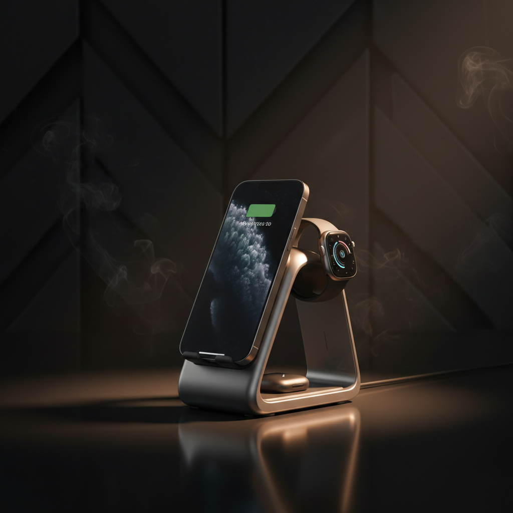 Station de charge sans fil fond sombre premium